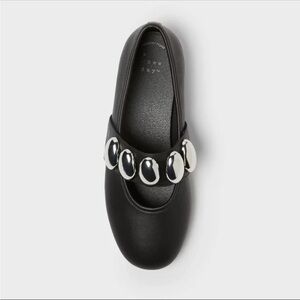 a new day Black Flats with Silver Embellishments